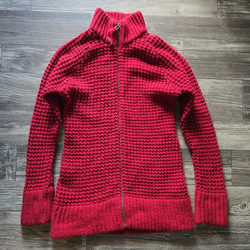 Vtg 90's Old Navy Cherry Red Knit Sweater Wool Blend